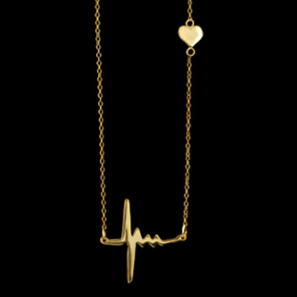 18KP Gold Heartbeat Necklace - Picture 1 of 4